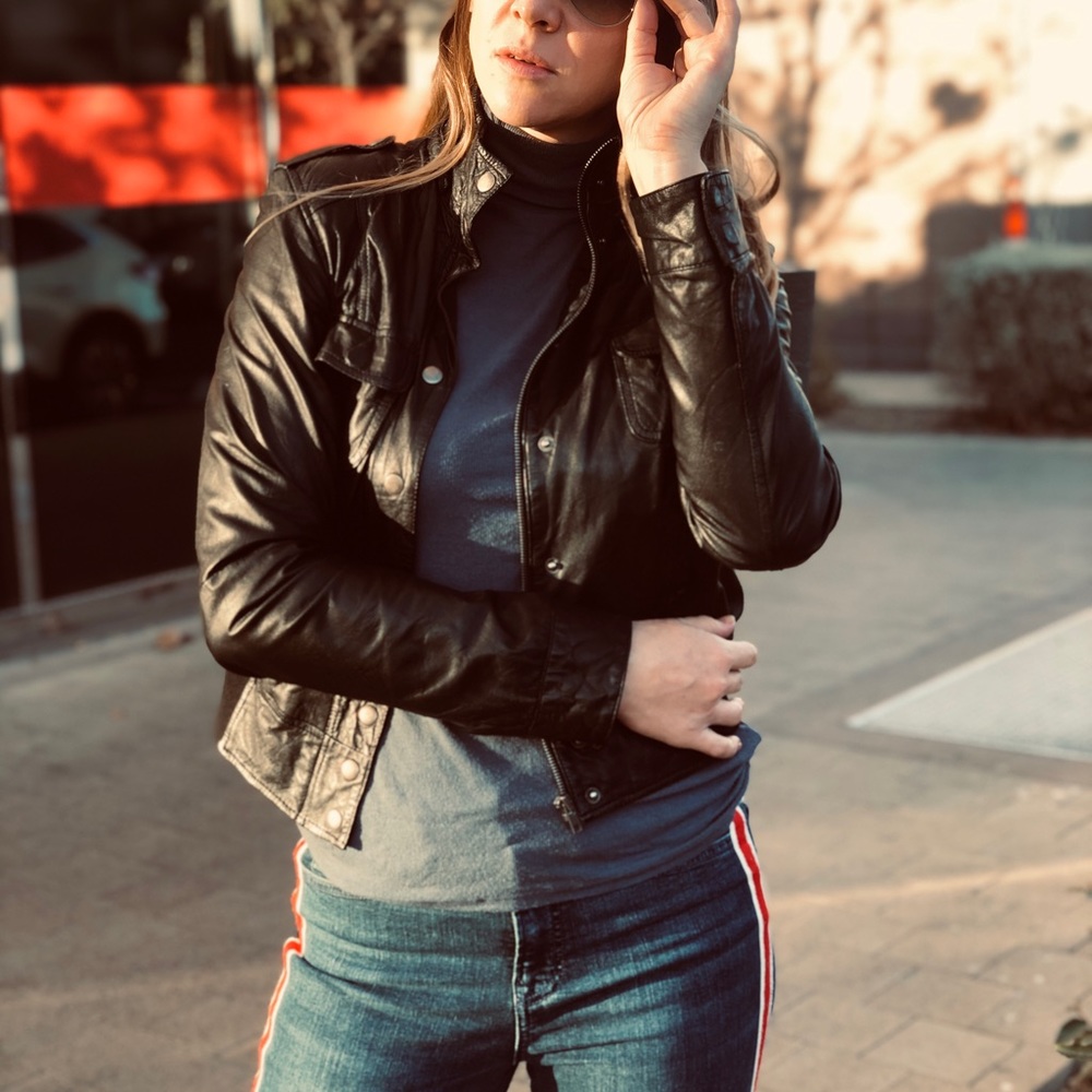 Zara TRF Leather Bomber Jacket
